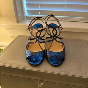 Jimmy Choo Snakeskin Blue Strappy Sandals